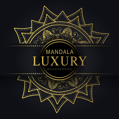 Luxury golden background with mandala ornament. Vector illustration.のイラスト素材
