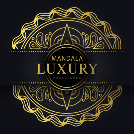 Luxury golden background with ornate mandala. Vector illustrationのイラスト素材