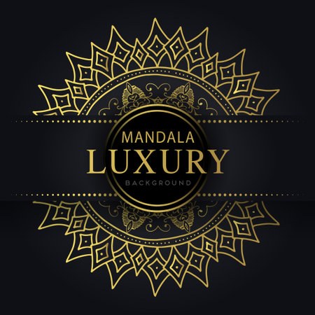 Luxury golden background with mandala ornament. Vector illustration.のイラスト素材
