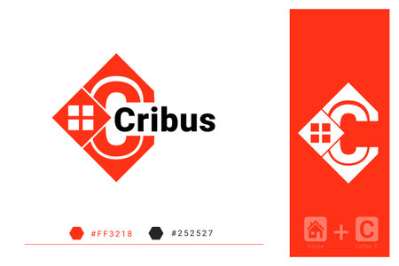 Creative logo design with letter C and building symbol. Corporate identity concept.のイラスト素材