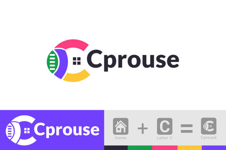 Creative house logo design with letter C and circle shape. Logo can be used for real estate, construction, architecture, real estate businessのイラスト素材