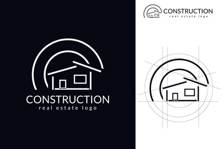 Real estate logo design template. Vector illustration. Editable stroke.のイラスト素材