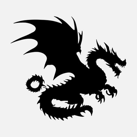 Dragon tattoo isolated on white background. Vector illustration. Eps 10.のイラスト素材