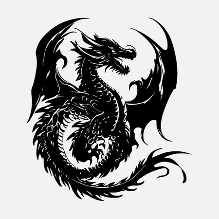 Dragon tattoo on white background. Vector illustration for t-shirt.のイラスト素材