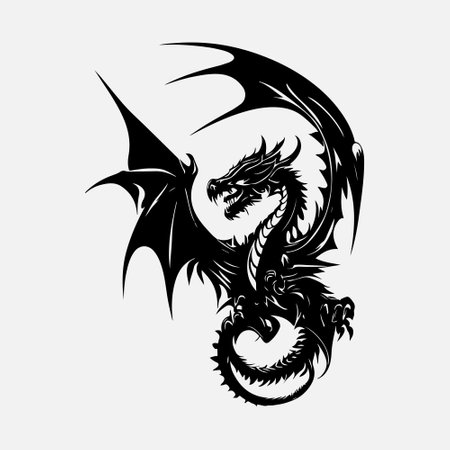 Dragon head on white background. Vector illustration for tattoo or t-shirt design.のイラスト素材