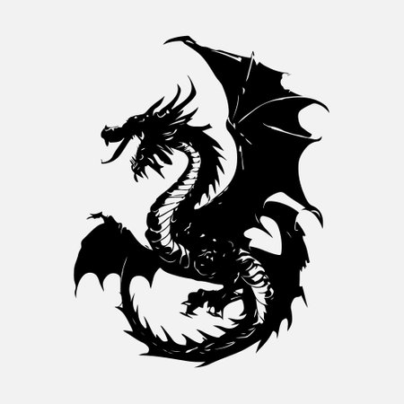 Dragon head vector illustration isolated on white background. Tattoo design.のイラスト素材