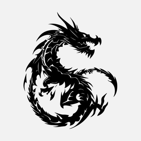 Dragon tattoo. Vector illustration isolated on white background. Tattoo design.のイラスト素材