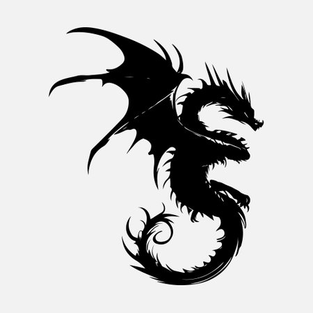 Dragon tattoo isolated on white background. Vector illustration of a dragon.のイラスト素材
