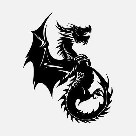 Dragon head tattoo isolated on white background. Tattoo design. Vector illustration.のイラスト素材