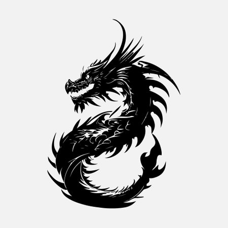 Dragon tattoo on a white background. Vector illustration for your design.のイラスト素材