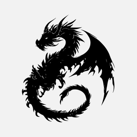 Dragon tattoo, vector illustration isolated on white background. Tattoo design.のイラスト素材