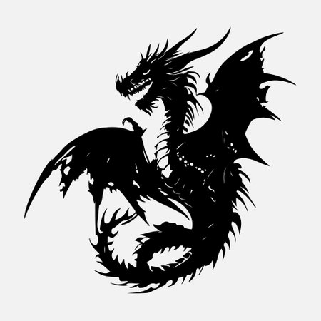 Dragon tattoo isolated on white background. Vector illustration for your design.のイラスト素材