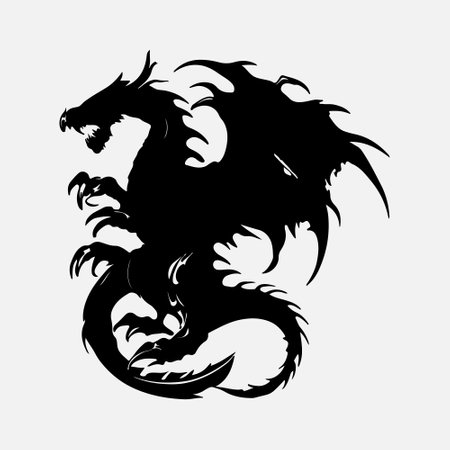 Dragon silhouette on a white background. Vector illustration for your design.のイラスト素材