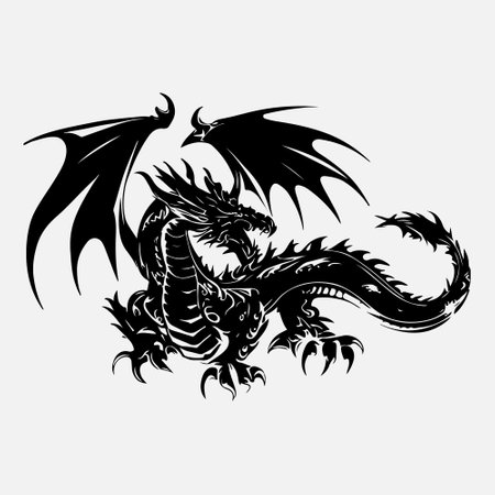 Dragon with black and white pattern. Vector illustration for your design.のイラスト素材