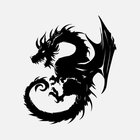 Dragon tattoo vector illustration on white background. Tattoo design element.のイラスト素材
