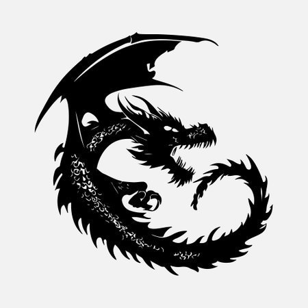 Dragon head on a white background. Tattoo design. Vector illustration.のイラスト素材