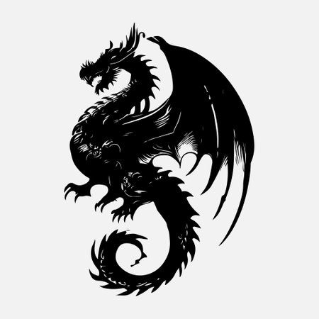 Dragon tattoo isolated on white background. Vector illustration for your design.のイラスト素材