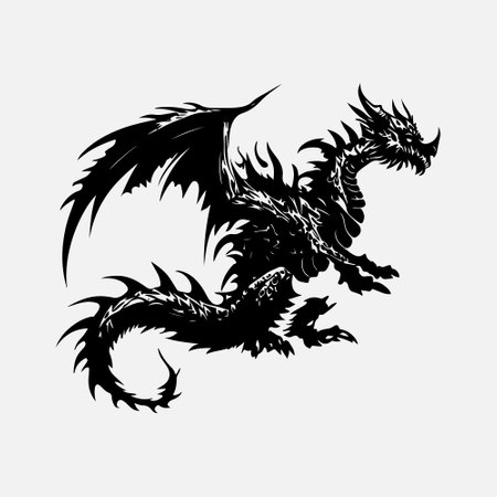 Dragon silhouette isolated on white background. Vector illustration for your design.のイラスト素材
