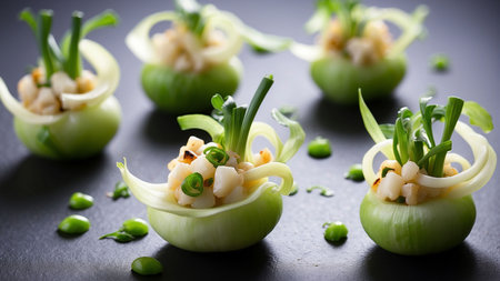 Green Peppers with Cucumber, Peas, Garlic and Onionの素材