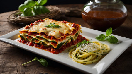 Tasty lasagna with zucchini and parmesan cheeseの素材