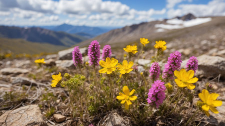 Wildflowers in the mountains of the Altai Republic, Russiaの素材