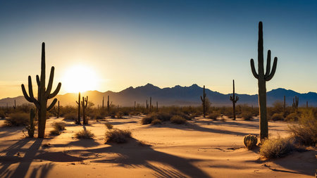 Sunset at Saguaro National Park, Arizona, USA.の素材