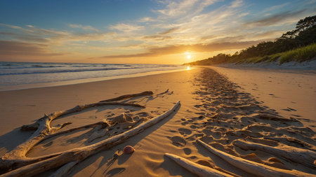 Beautiful sunrise on the beach at Khao Lak, Thailand.の素材