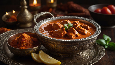 Paneer Butter Masala in a copper bowl. Indian cuisineの素材