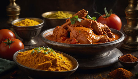 Chicken tikka masala or chicken tikka masala in bowlの素材