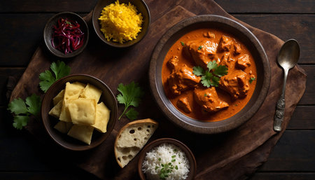 Chicken tikka masala or chicken tikka masala or chicken tikka masala, popular Indian food served in bowl or plate. selective focusの素材