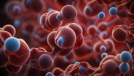 3d rendering of red blood cells in human body, medical illustrationの素材