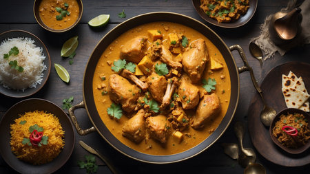 Chicken tikka masala or chicken tikka masala, popular Indian foodの素材