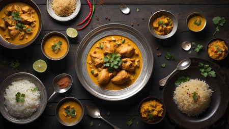 Chicken tikka masala or chicken tikka masala, popular Indian food served in a bowl or plate. selective focusの素材