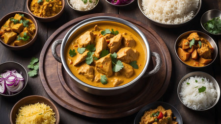 Chicken tikka masala or chicken curry served in a bowl or pan, selective focusの素材