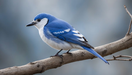 Blue Jay (Garrulus glandarius) perched on a branchの素材