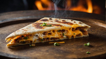 Traditional mexican quesadilla with meat, cheese and vegetablesの素材