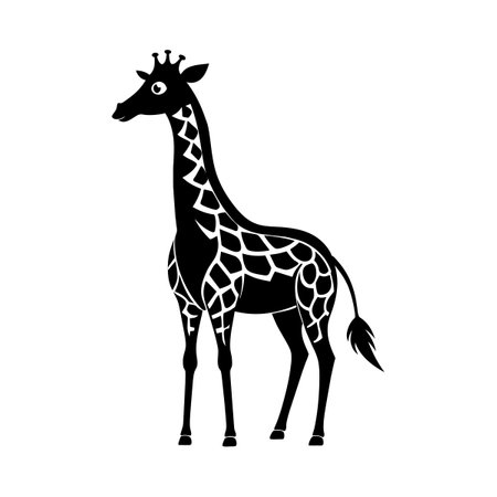 Giraffe black silhouette isolated on white background. Vector illustration.のイラスト素材