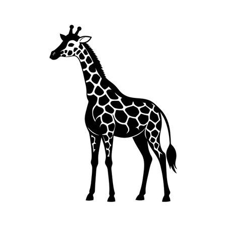 Giraffe black silhouette on a white background. Vector illustration.のイラスト素材