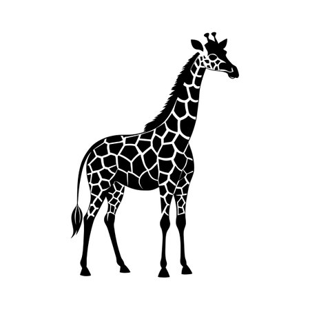 Giraffe animal black silhouette isolated on white background. Vector illustrationのイラスト素材