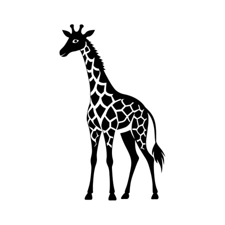 Giraffe black silhouette on a white background. Vector illustration.のイラスト素材