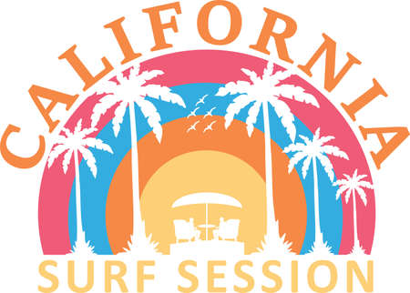 Vector illustration on the theme of surfing and surf.のイラスト素材