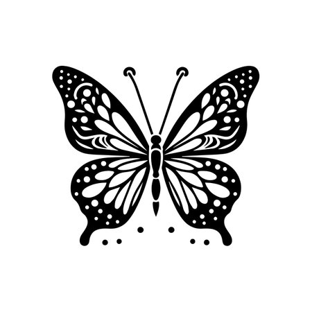 Intricate Black Butterfly Vector Illustration Designのイラスト素材