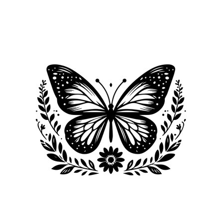 Butterfly silhouette icon. Clipart image isolated on white backgroundのイラスト素材