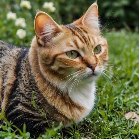 Beautiful cat in the garden. Selective focus. Animal.の素材