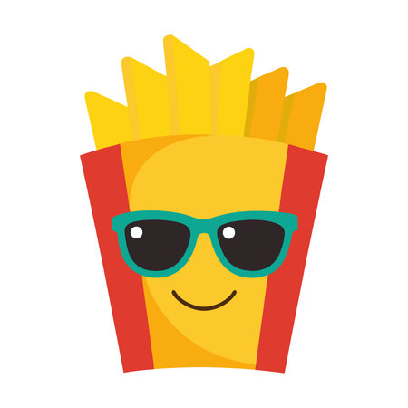 french fries with sunglasses icon image vector illustration design  yellow colorのイラスト素材