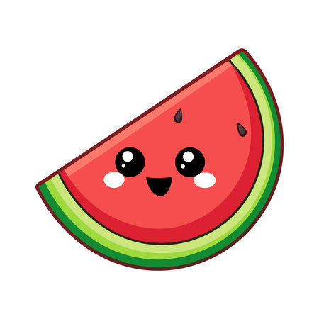 cute watermelon fruit kawaii cartoon vector illustration graphic designのイラスト素材