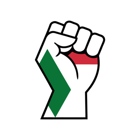 Flag of the Hungary in a clenched fist. Strength, Protest. Vector illustrationのイラスト素材