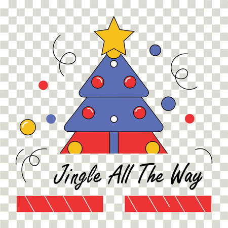Christmas card with a Christmas tree. Vector illustration on a transparent background T-shirt design.のイラスト素材