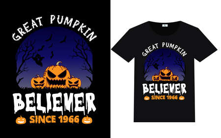 Trendy Halloween Day Typography and Graphic T shirt Designのイラスト素材
