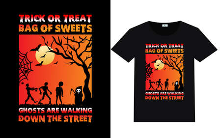 Trendy Halloween Day Typography and Graphic T shirt Designのイラスト素材